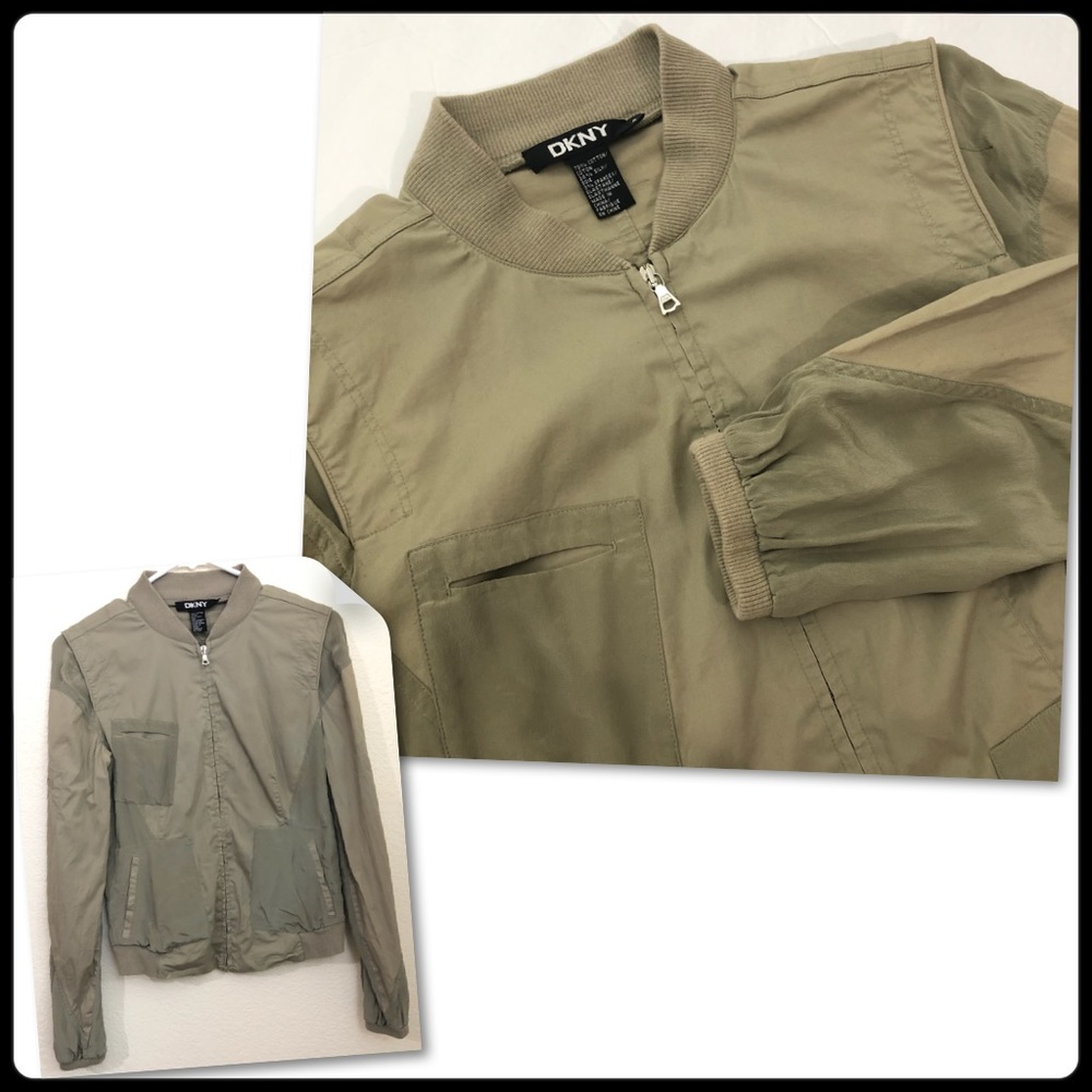 DKNY Lightweight Moto Jacket Mixed Media Silk